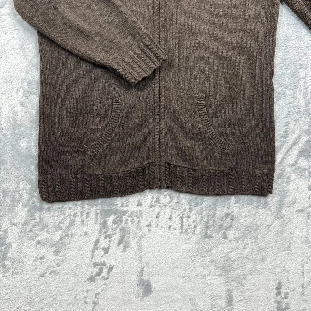 Banana Republic Full Zip Cardigan Womens Large Brown Cable Knit Neck Sweater